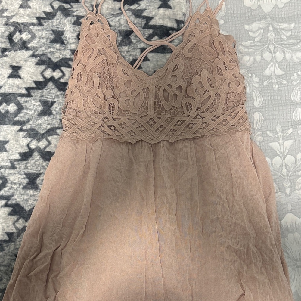 Willow Lace Maxi Dress in Taupe